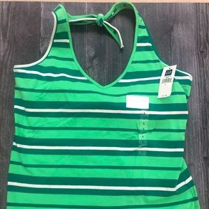 Green Striped Halter Top